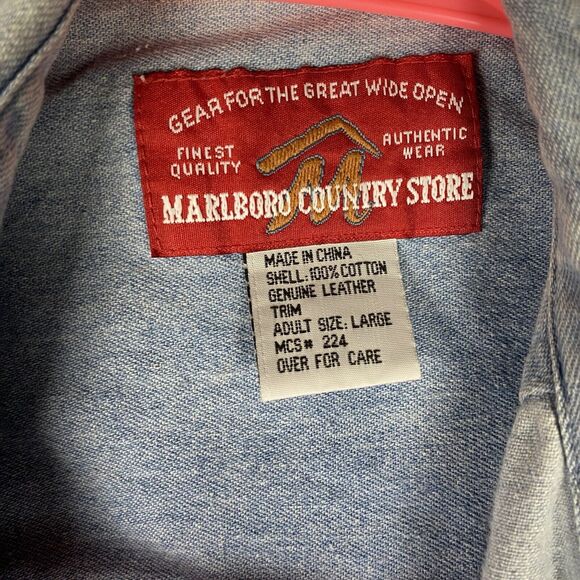 VTG Marlboro Country Store Denim Shirt 90’s Button Up Down Front Mens L *READ - Picture 5 of 16